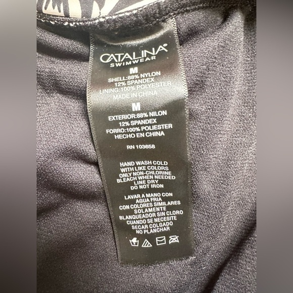 Catalina Women's Skirted Swimsuit Skirt Bottom black and white side split M 3431 - Picture 7 of 12